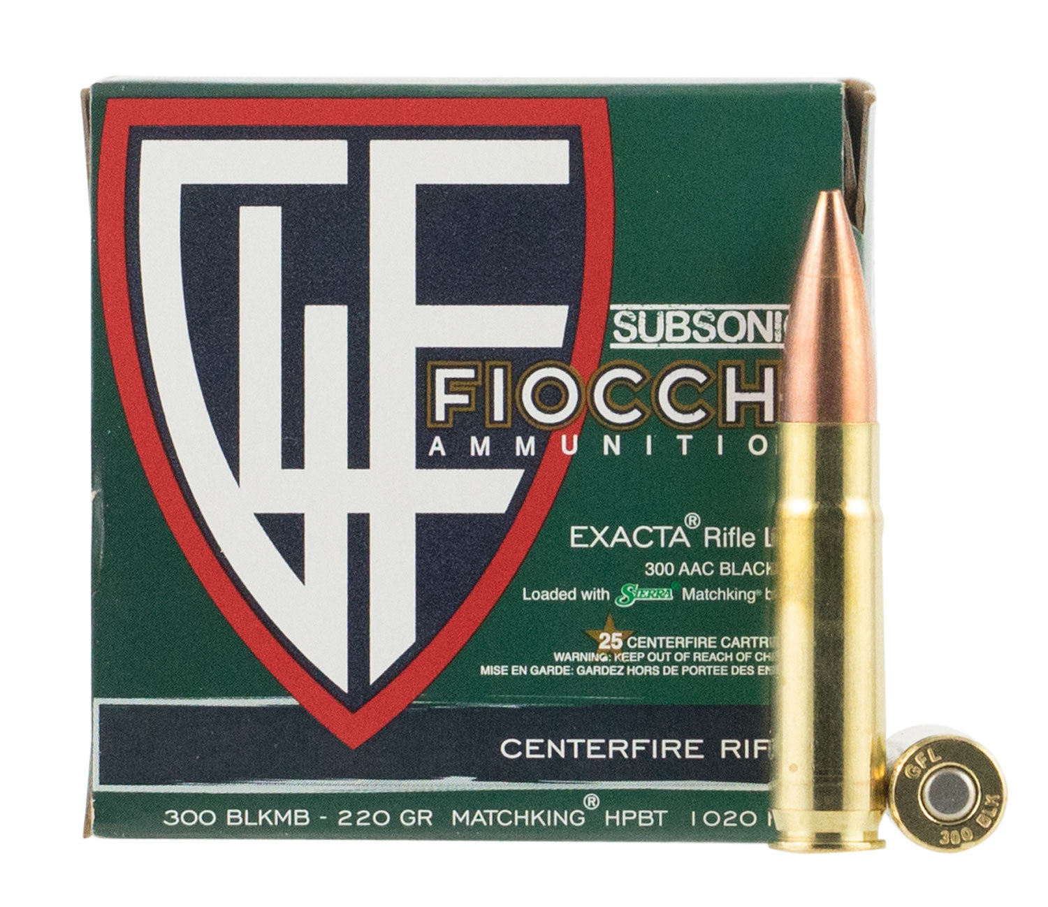 Fiocchi Exacta Match BlackoutWhisper Boat Tail HP Ammo