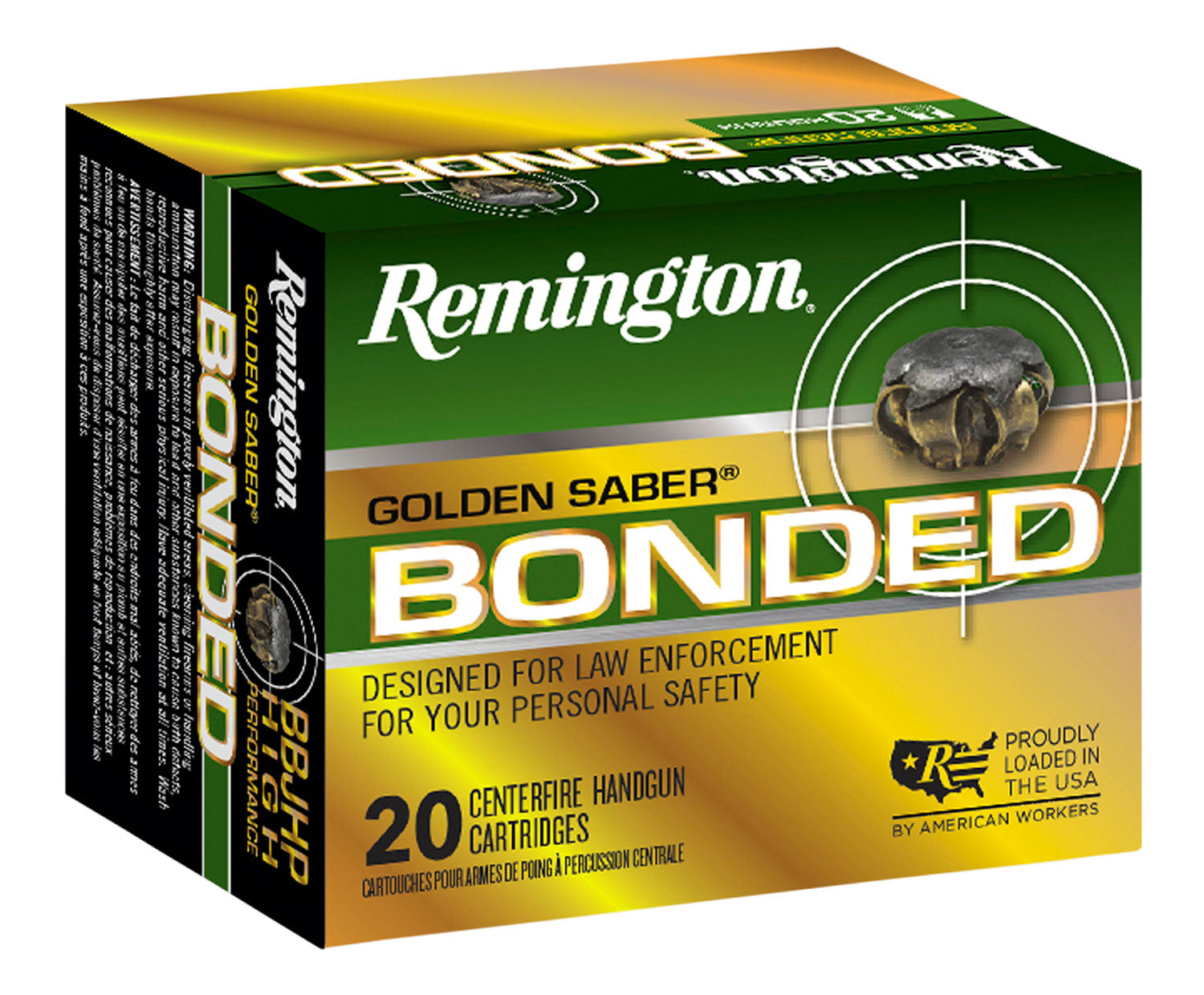 Remington Golden Saber Bonded Luger Brass Jacket HP Ammo