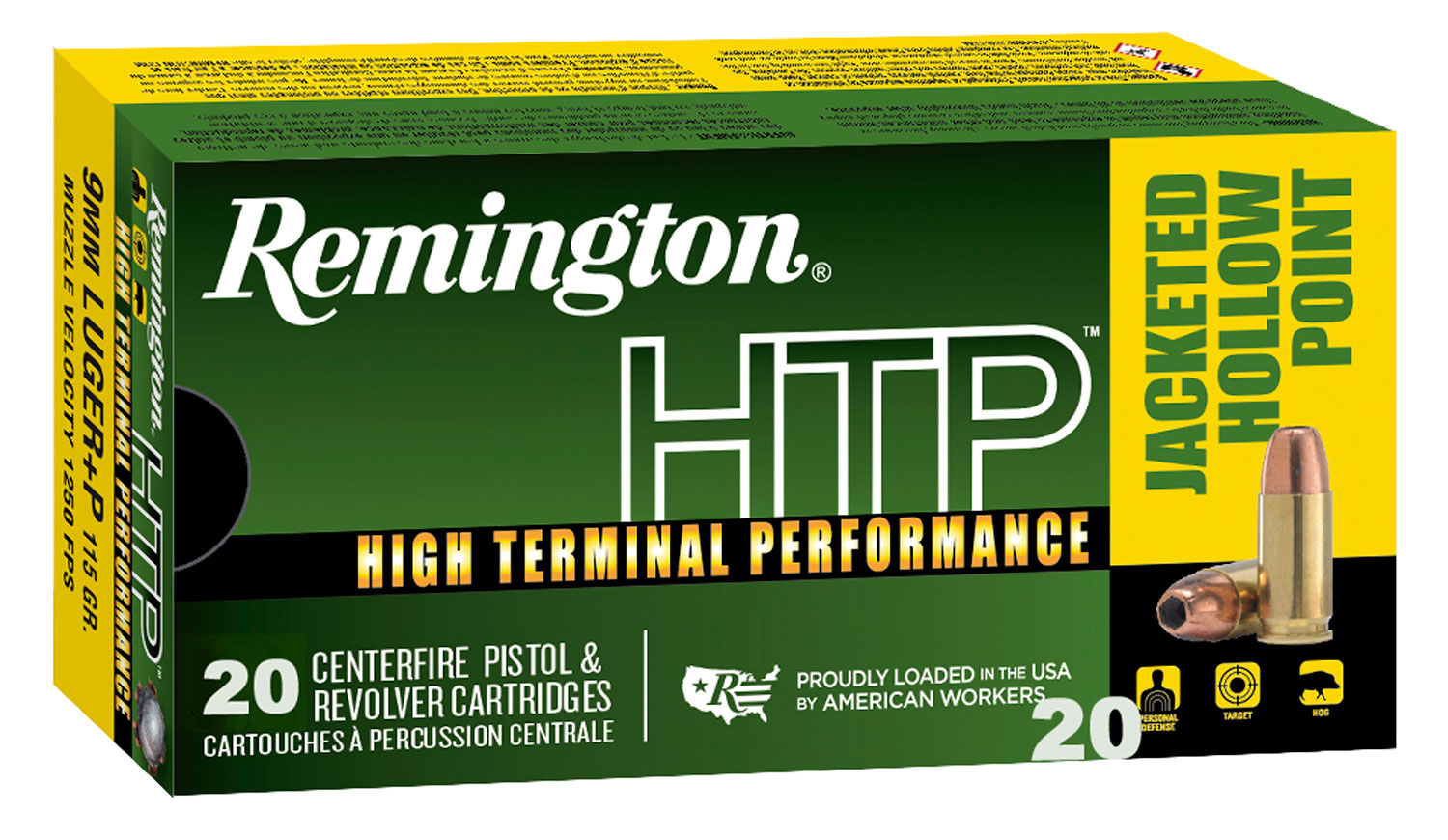 Remington High Terminal Performance Luger JHP +P Ammo