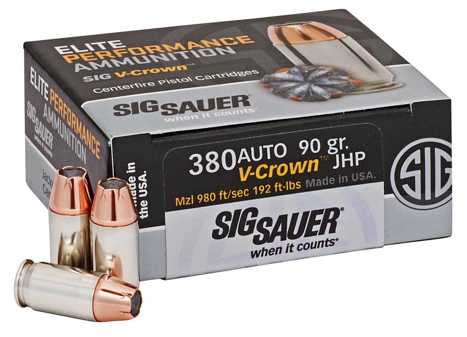 Sig Sauer Elite Performance V-Crown Automatic Colt ACP JHP Ammo