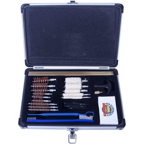 Gunmaster Universal Select Cleaning Kit Wooden Case .22 cal and larger 30 pc.