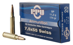 PPU PP303F Metric Rifle 7.5x55mm Swiss 174 GR Soft Point 20 Bx/ 10 Cs