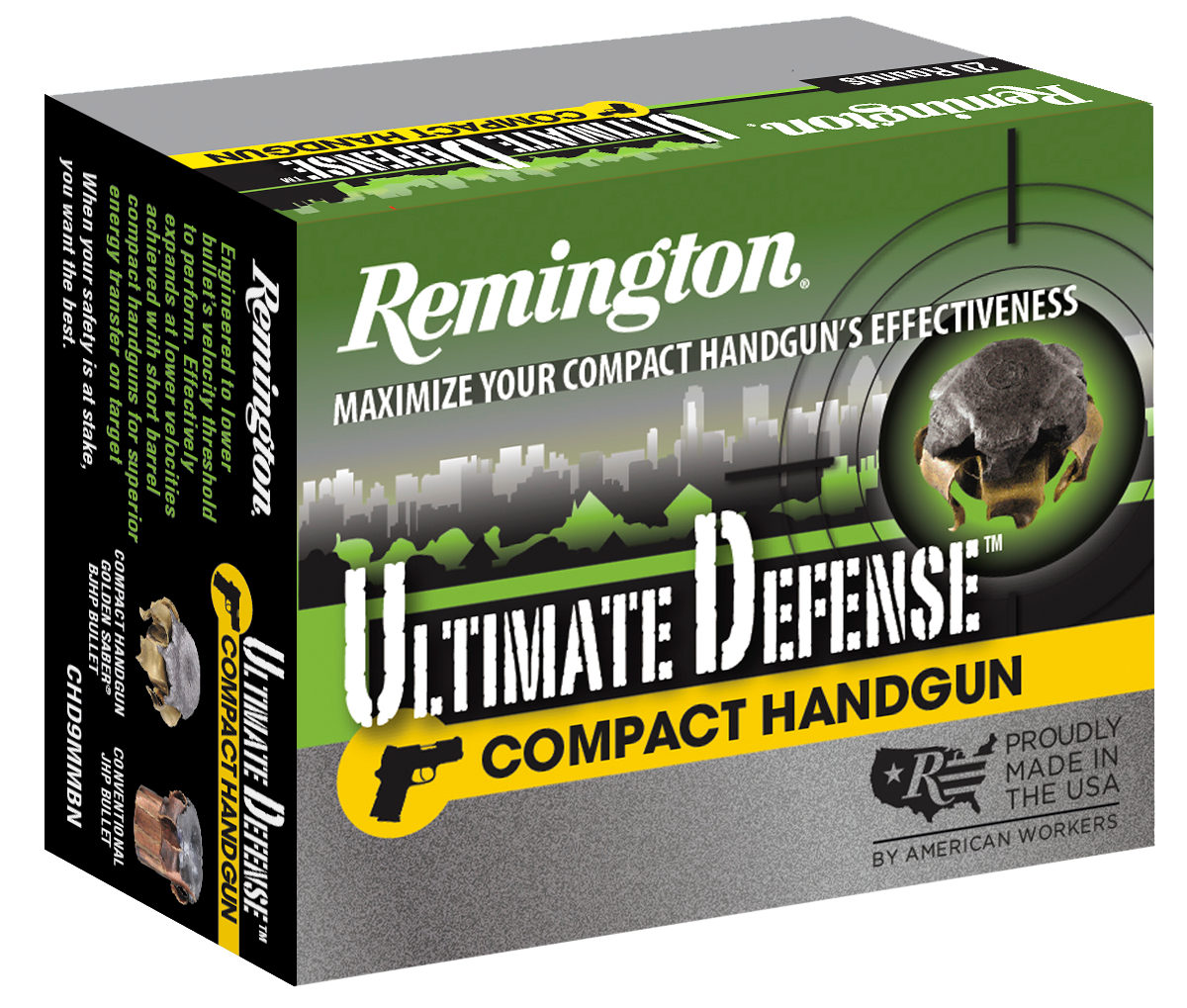 Remington Ultimate Defense Compact Automatic Colt ACP Brass Jacket HP Ammo