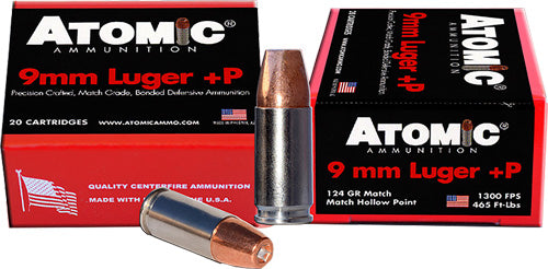 Atomic Luger Bonded 20- JHP +P Ammo