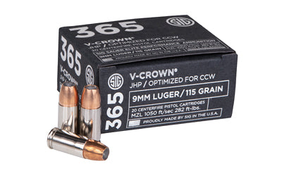 Sig Sauer Elite Performance V-Crown DesignedShort Barrel S Low Recoil JHP Ammo